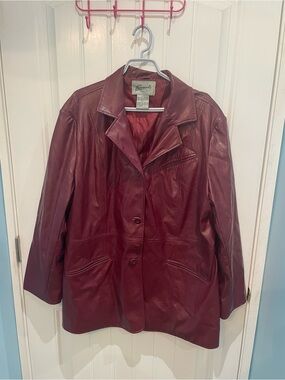 Women’s red leather jacket Plus size